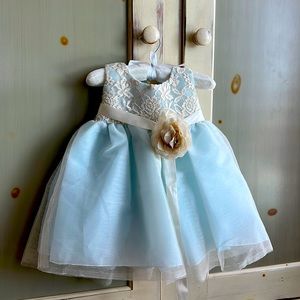 Antique lace and tulle baby dress flower sash